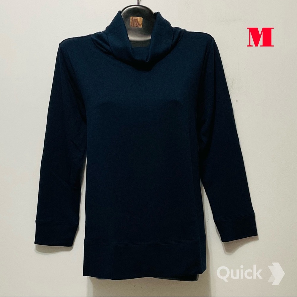 M - New Cathy Navy Cowl Neck Long Sleeve Top